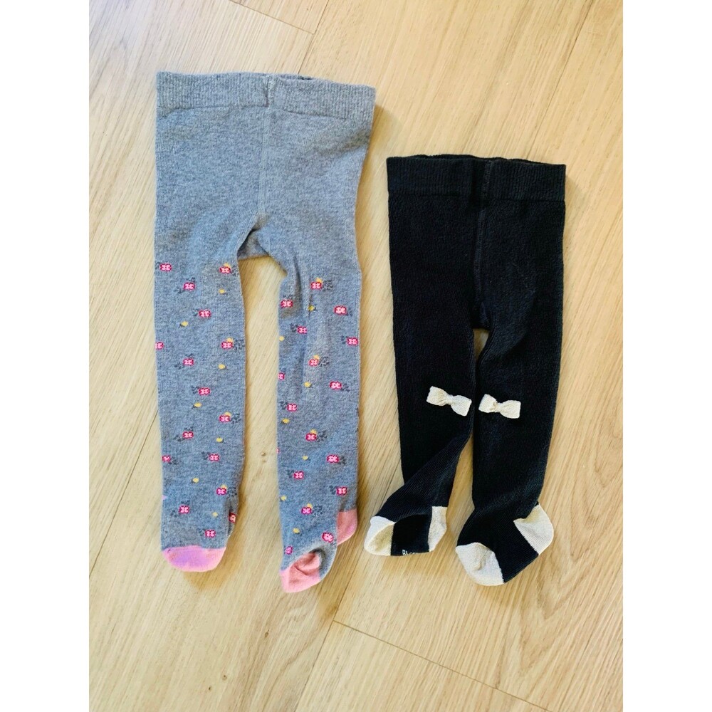 2 PETIT BATEAU baby cotton tights 0-12m
